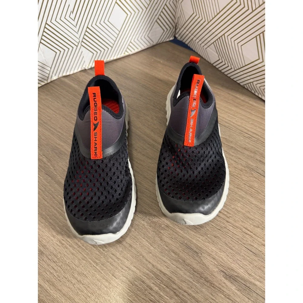 Rugged Shark Youth Water Shoes Black Grey Mesh Slip On‎ Kids Size 2
